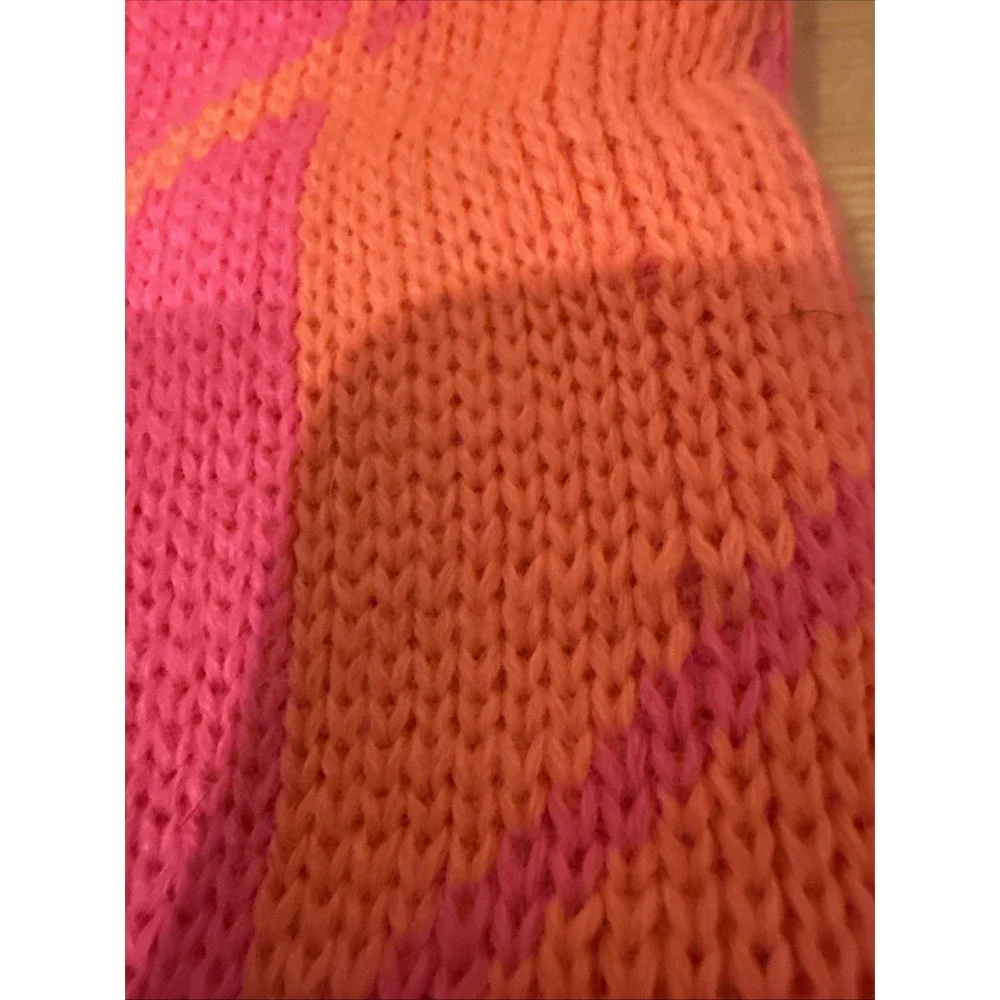 Vintage Smiley‎ Hat Wool Ski Hat Pink With Orange Stripes Beanie No Tag